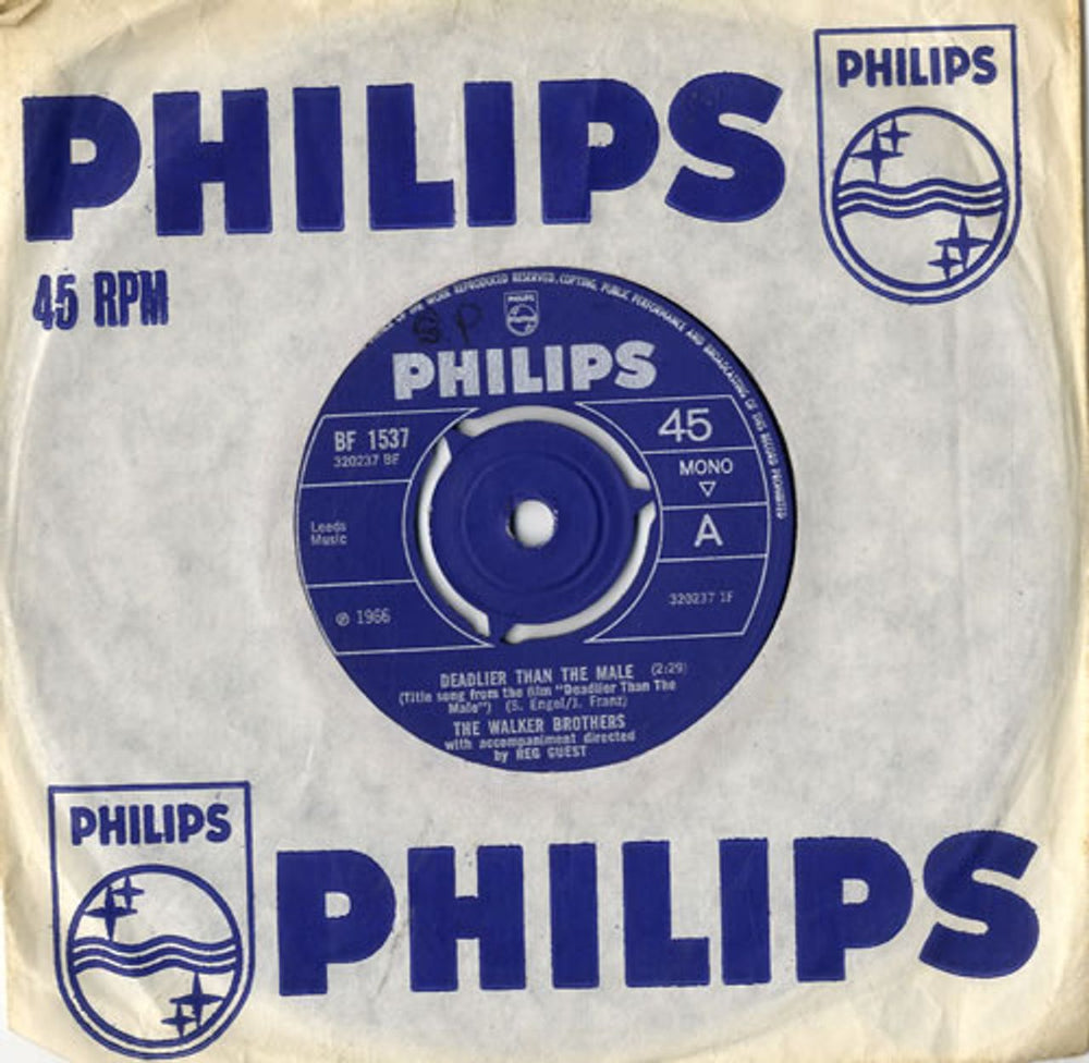 The Walker Brothers Deadlier Than The Male - 3pr UK 7" vinyl single (7 inch record / 45) BF1537