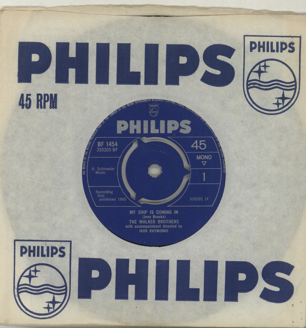 The Walker Brothers My Ship Is Coming In - 3pr UK 7" vinyl single (7 inch record / 45) BF1454