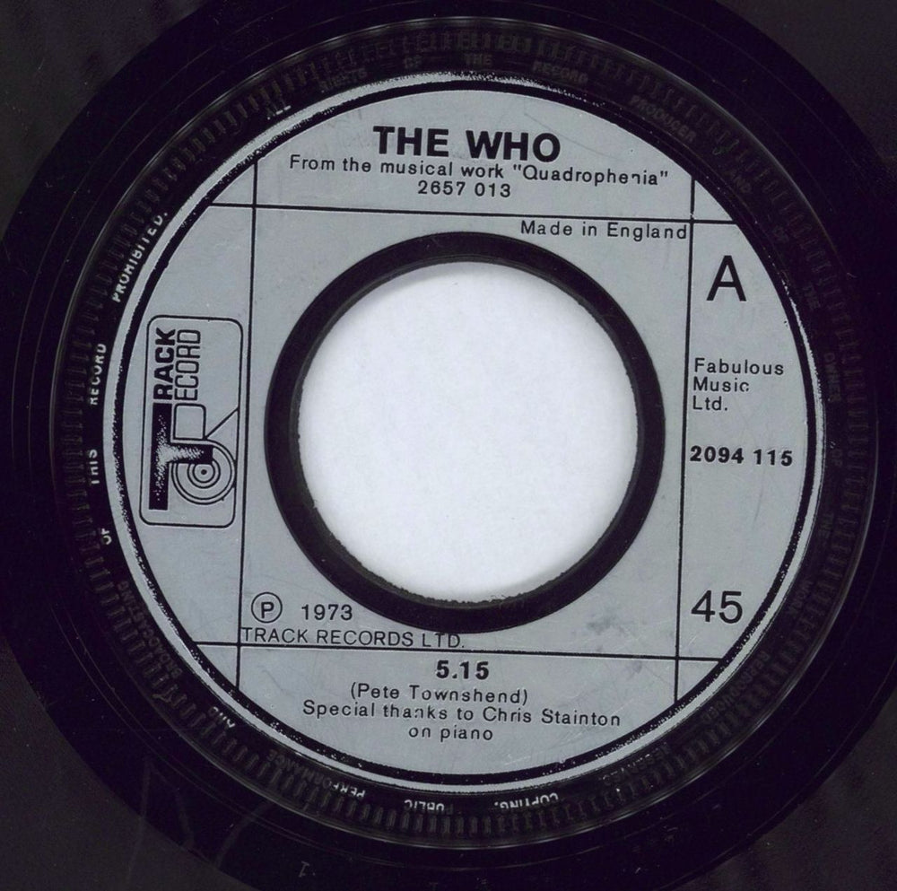 The Who 5.15 - Five Fifteen - Jukebox UK 7" vinyl single (7 inch record / 45) 2094115