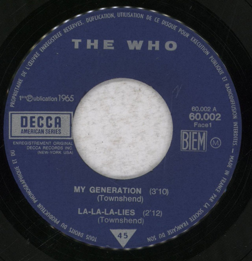 The Who My Generation - EX French 7" vinyl single (7 inch record / 45) WHO07MY343810