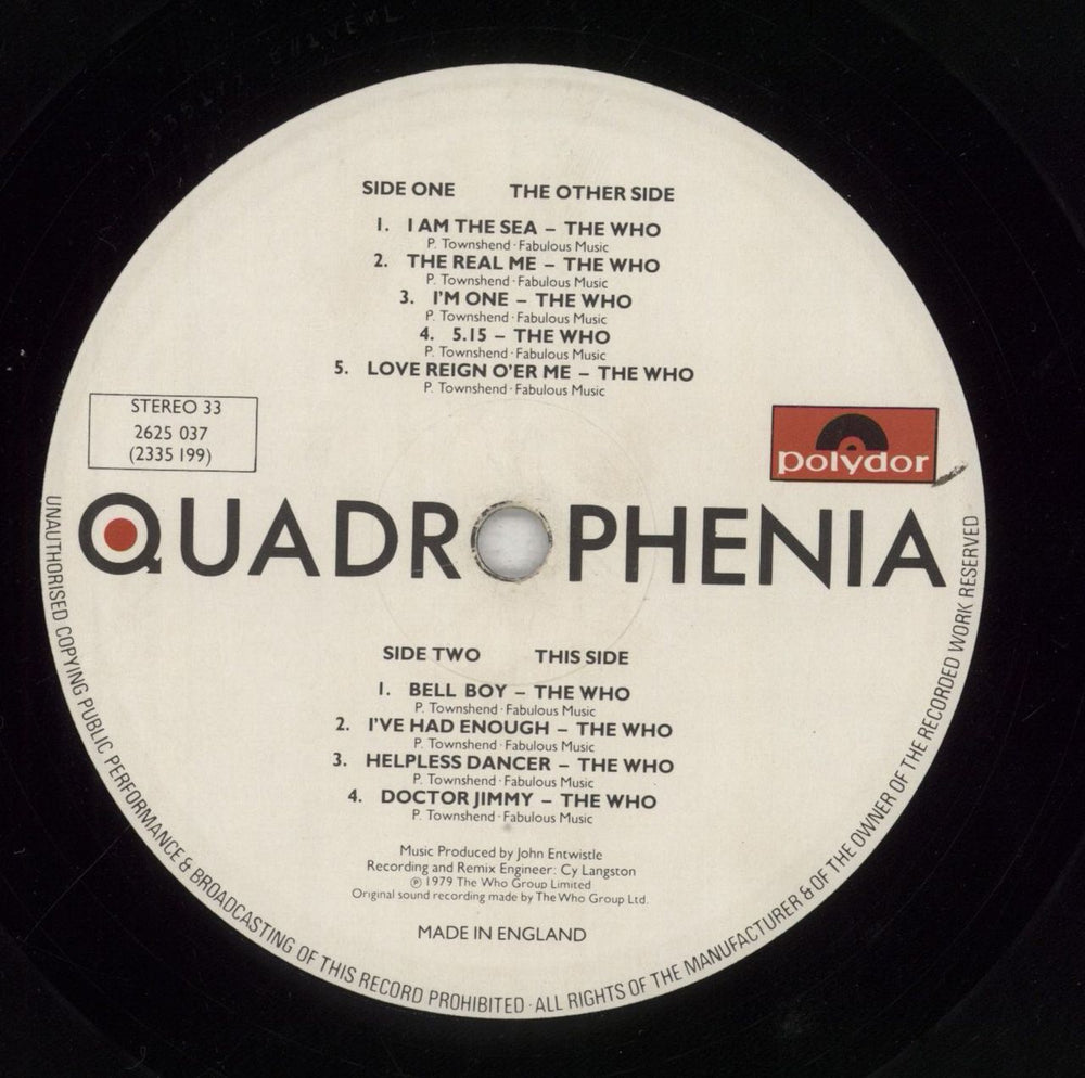 The Who Quadrophenia - VG UK 2-LP vinyl record set (Double LP Album) WHO2LQU726562