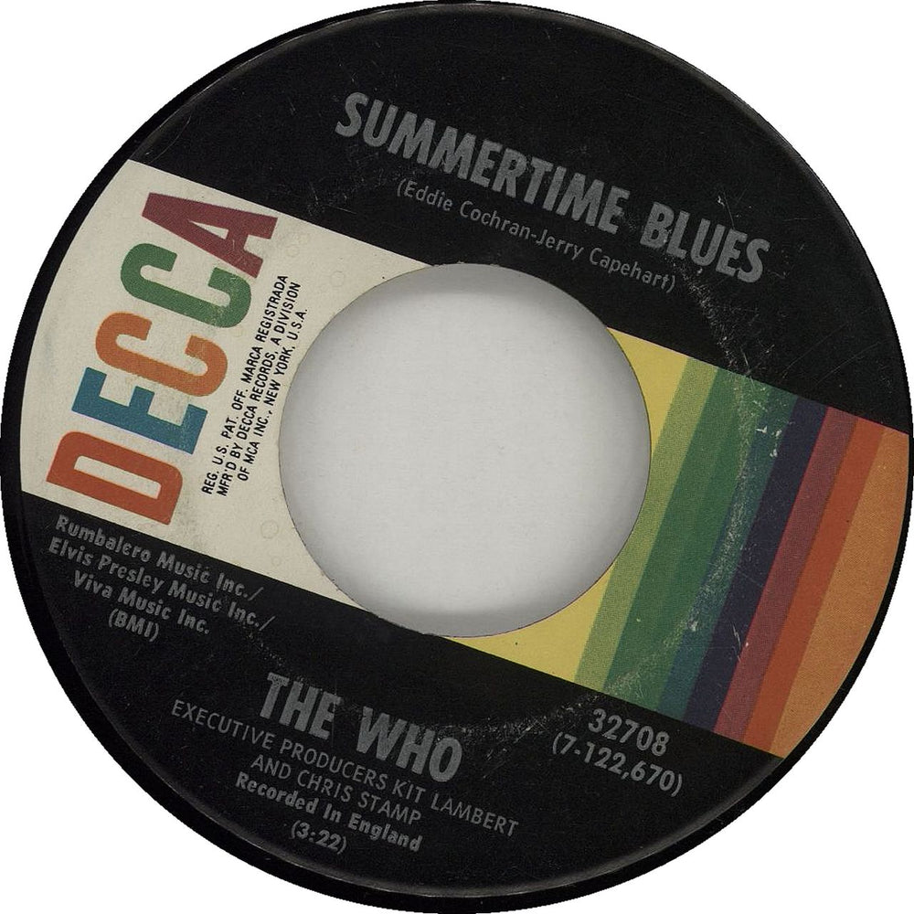 The Who Summertime Blues US 7" vinyl single (7 inch record / 45) 32708