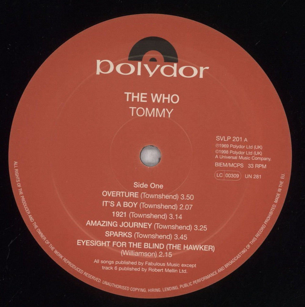 The Who Tommy - 180gm Vinyl UK 2-LP vinyl record set (Double LP Album) WHO2LTO839185