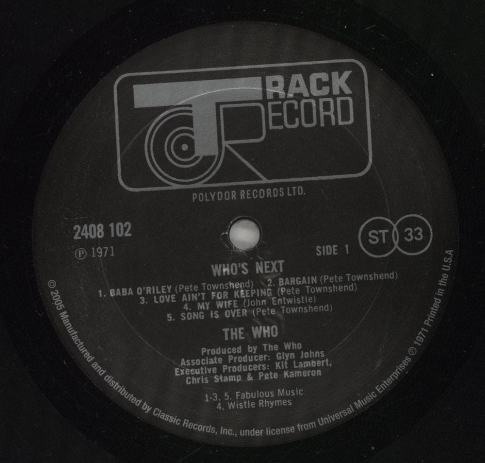 The Who Who's Next - 200gm US vinyl LP album (LP record) WHOLPWH509204