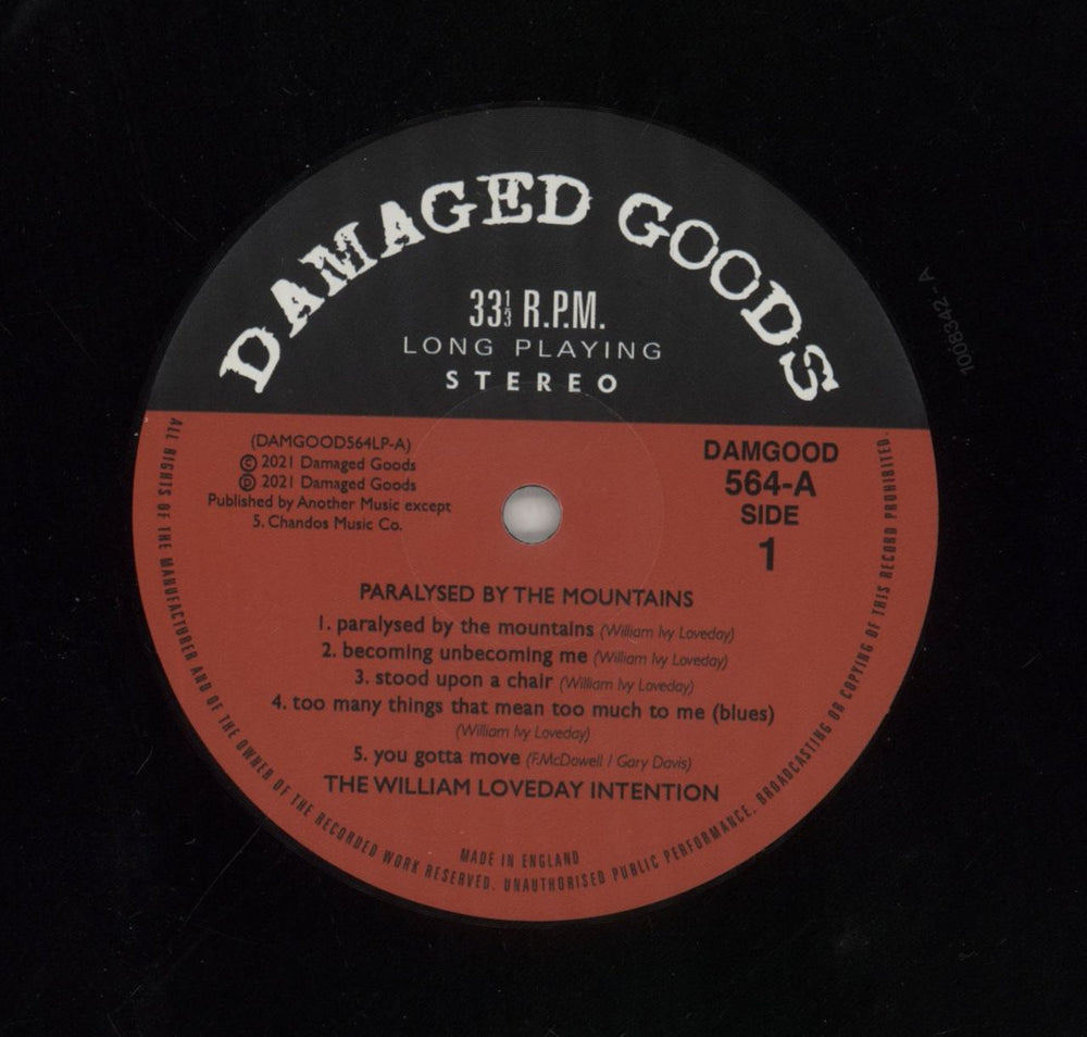 The William Loveday Intention Paralysed By The Mountains UK vinyl LP album (LP record) 8HELPPA859493