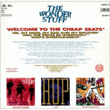 The Wonder Stuff Welcome To The Cheap Seats UK 12" vinyl single (12 inch record / Maxi-single) WON12WE179583