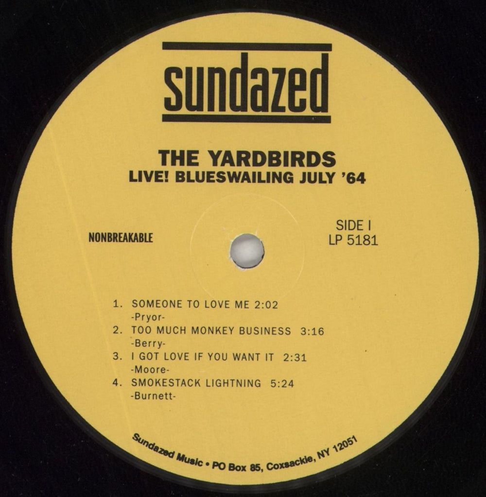 The Yardbirds Live! Blueswailing July '64 - 180gm US vinyl LP album (LP record) YDBLPLI328131