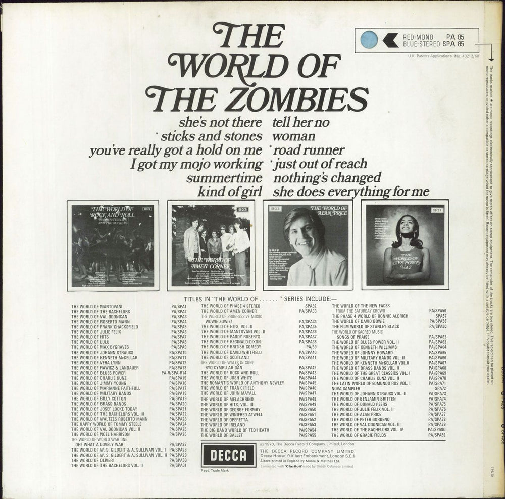 The Zombies The World Of The Zombies UK vinyl LP album (LP record)