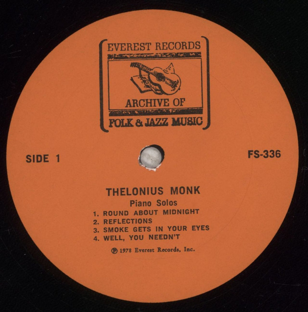 Thelonious Monk Piano Solos US vinyl LP album (LP record) TM4LPPI855993