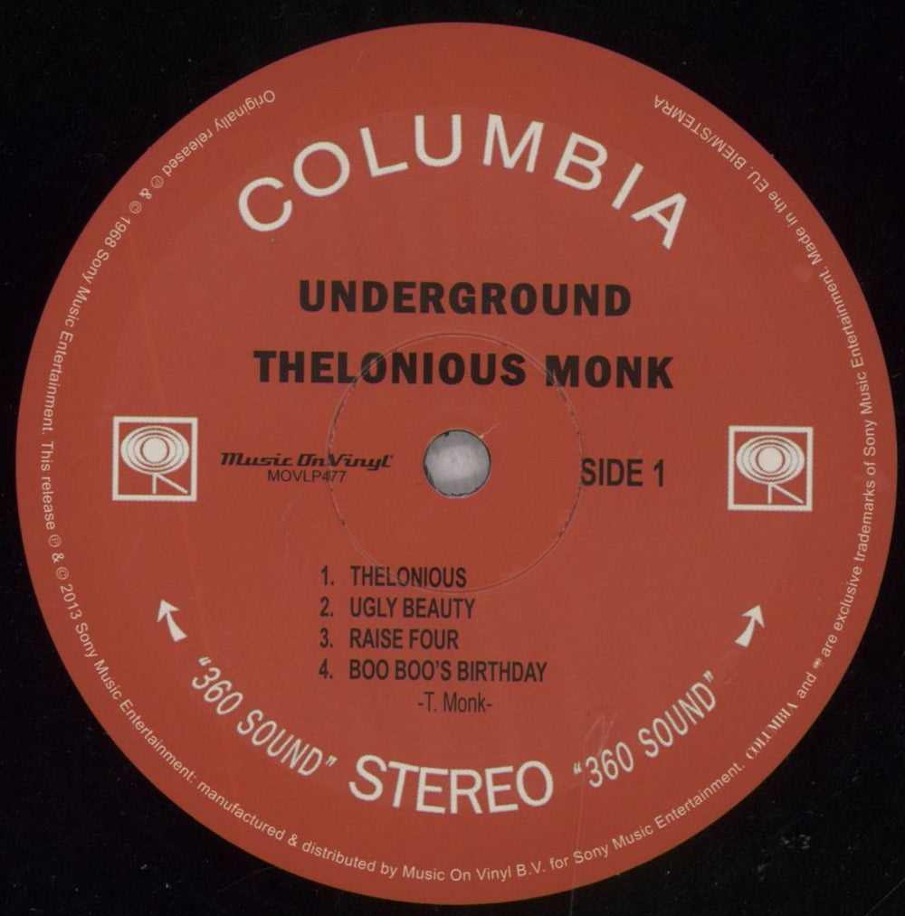 Thelonious Monk Underground - 180gm UK vinyl LP album (LP record) TM4LPUN847801