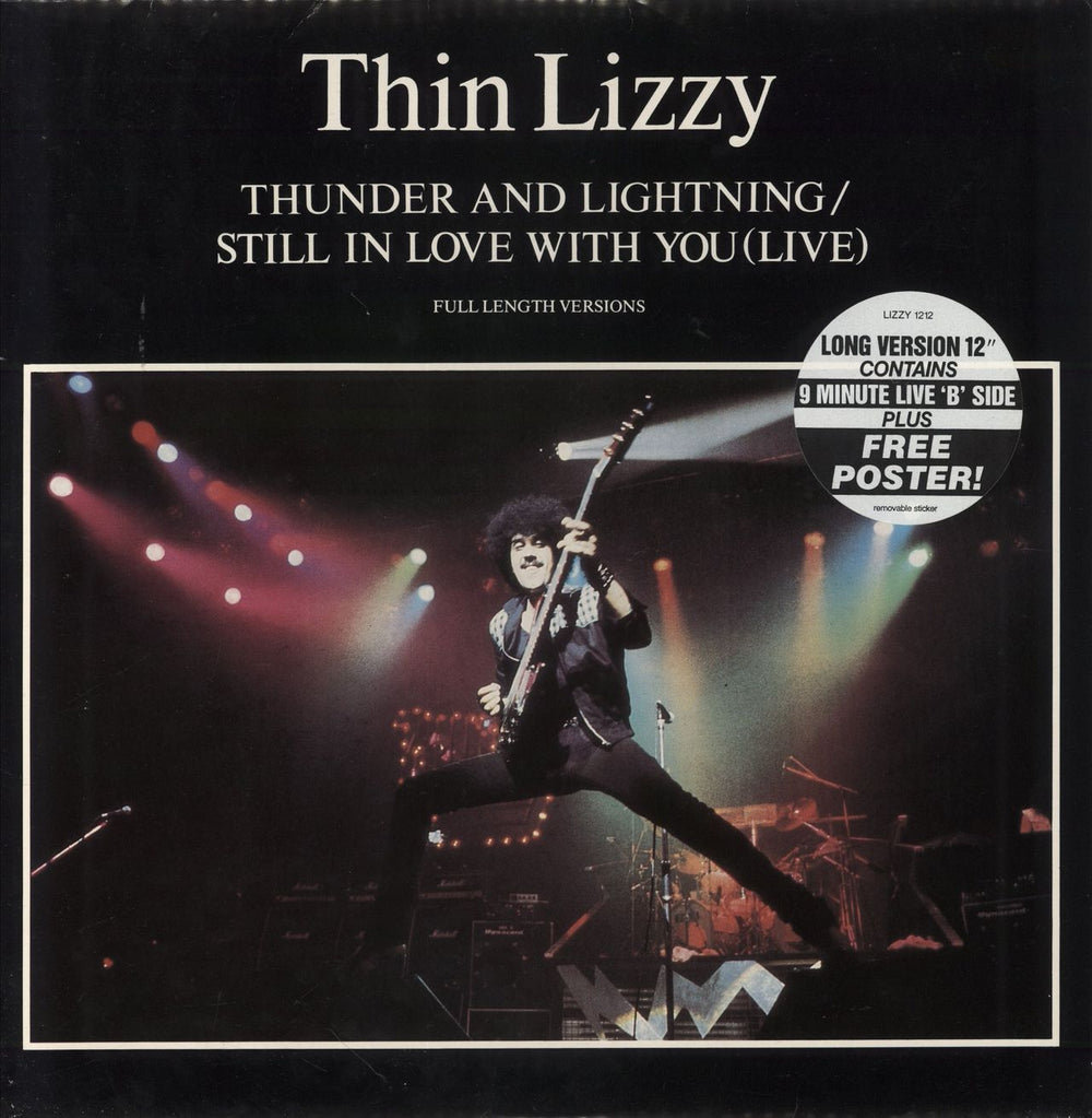 Thin Lizzy Thunder And Lightning + Poster UK 12" vinyl single (12 inch record / Maxi-single) LIZZY1212