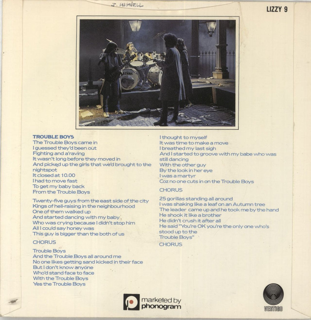 Thin Lizzy Trouble Boys - Inj UK 7" vinyl single (7 inch record / 45)
