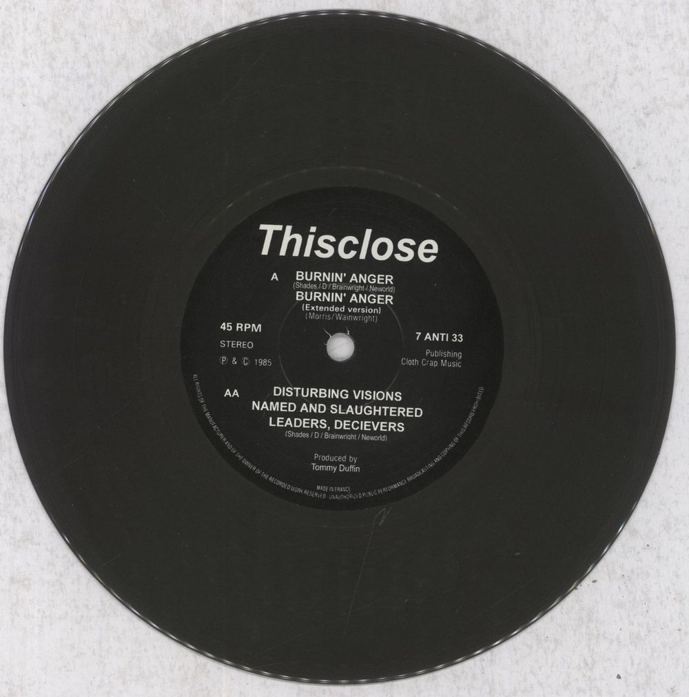 Thisclose Burnin' Anger - Dark Grey Vinyl UK 7" vinyl single (7 inch record / 45) 66407BU835419