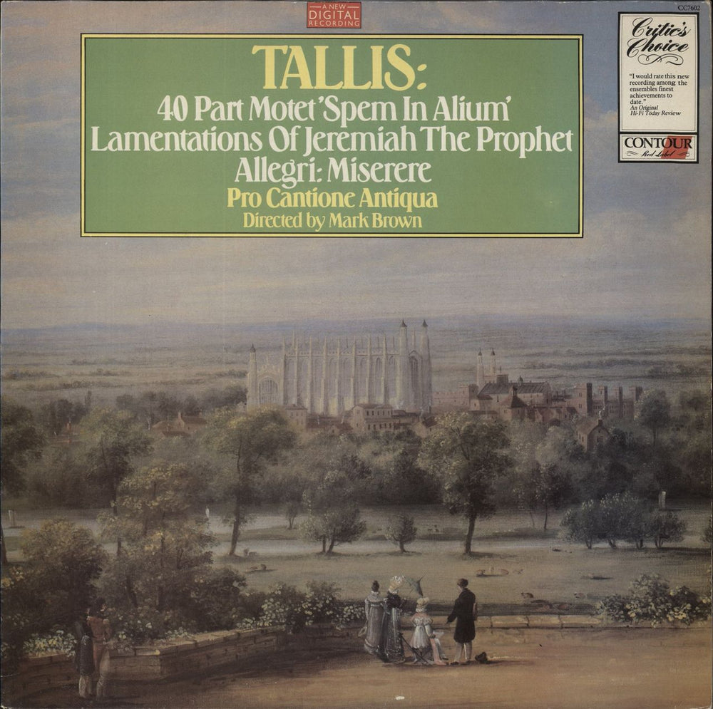 Thomas Tallis Tallis: 40 Part Motet 'Spem In Alium', Lamentations Of Jeremiah The Prophet, Allegri: Miserere UK vinyl LP album (LP record) CC7602