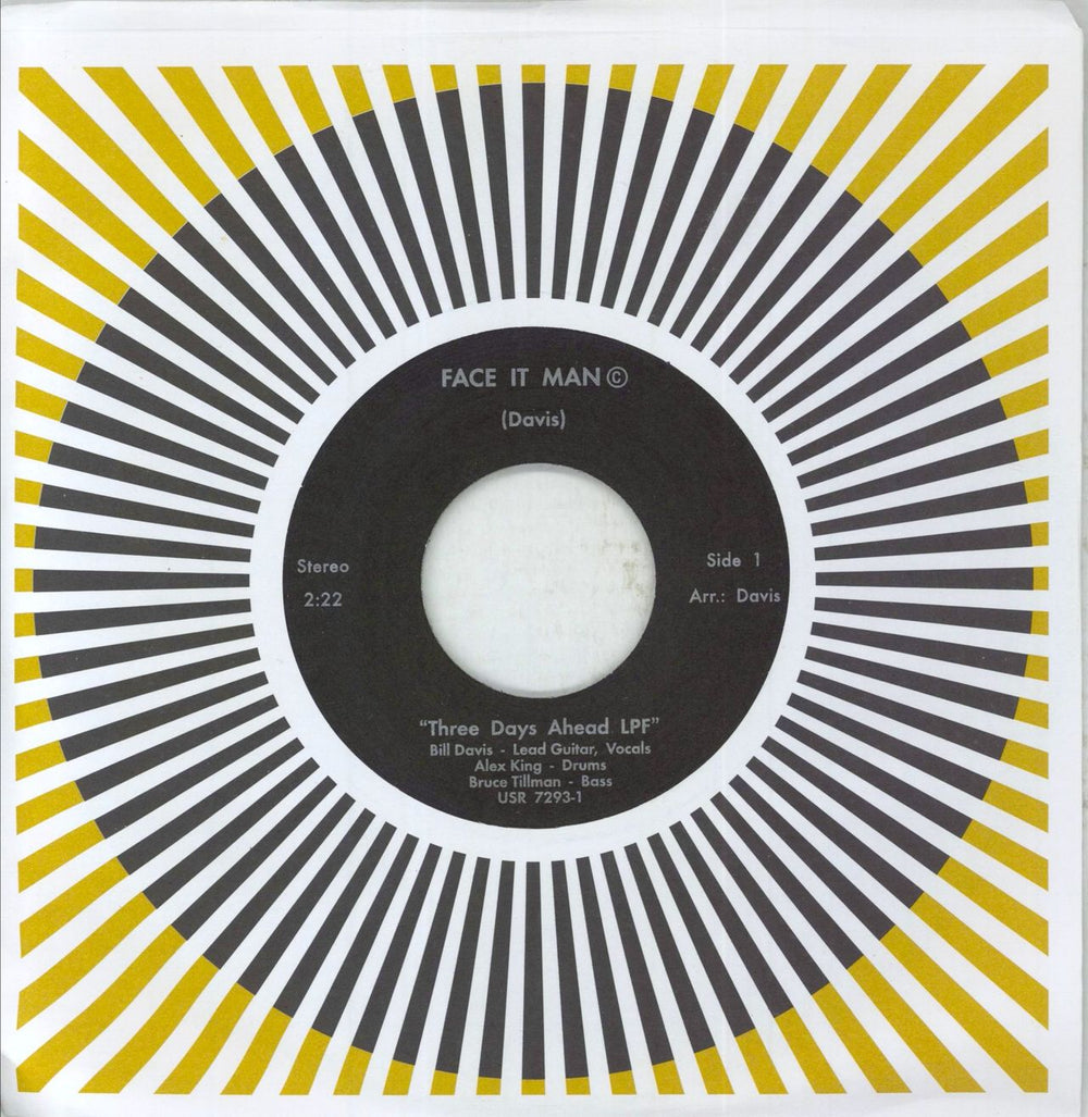 Three Days Ahead LPF Face It Man US 7" vinyl single (7 inch record / 45) NUM045.13