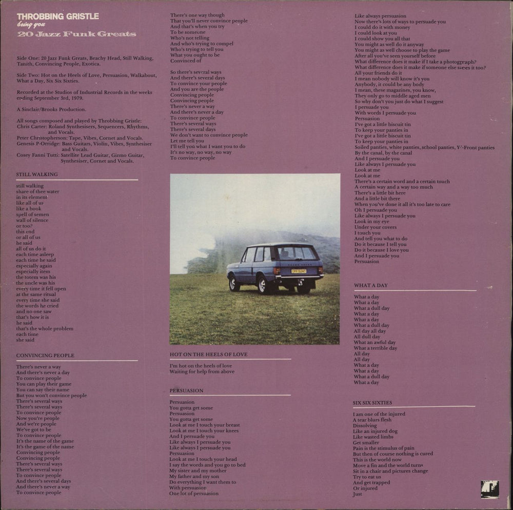 Throbbing Gristle 20 Jazz Funk Greats - EX - Recut UK vinyl LP album (LP record)