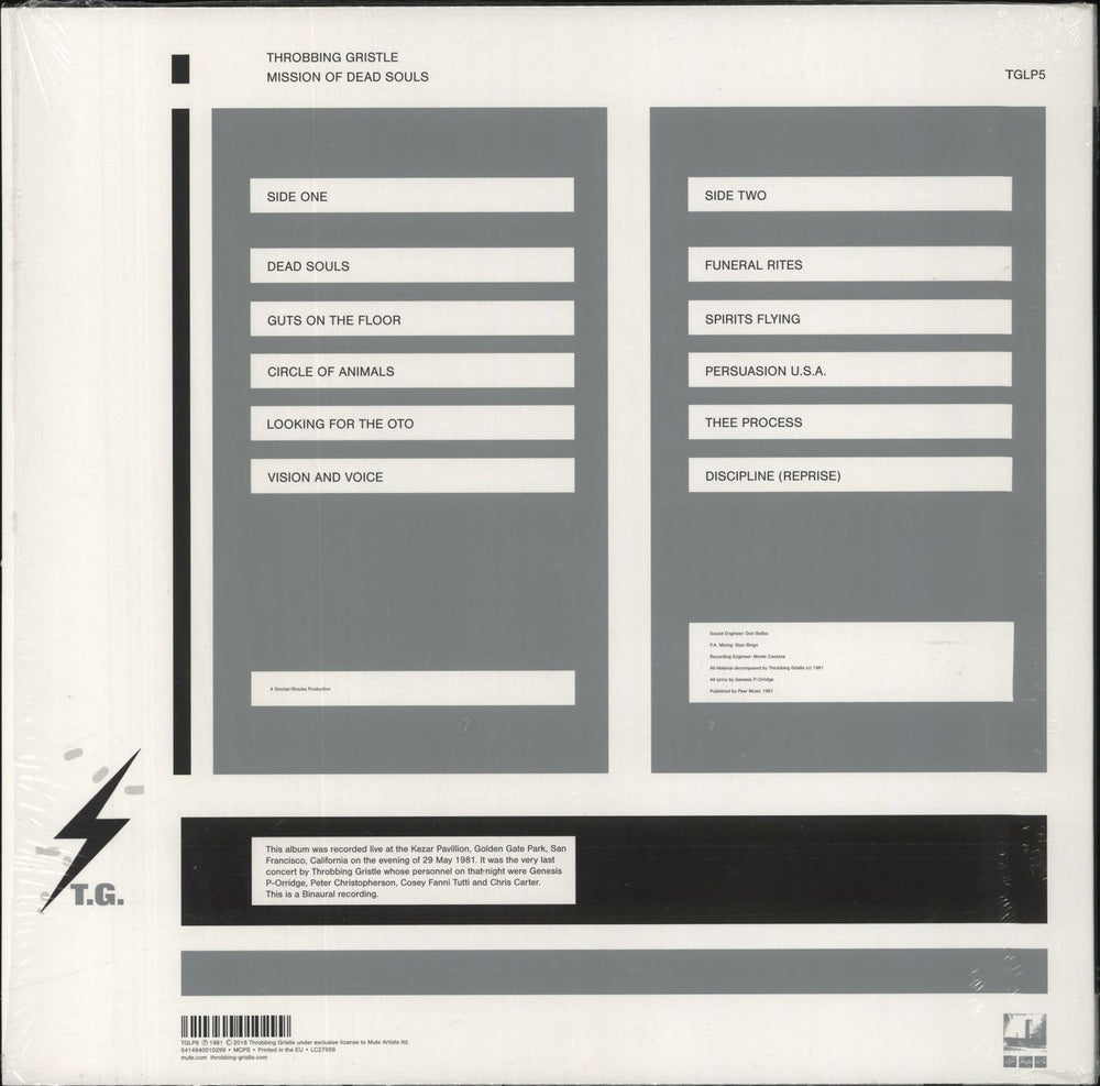 Throbbing Gristle Mission Of Dead Souls - White Vinyl UK vinyl LP album (LP record) 5414940010299