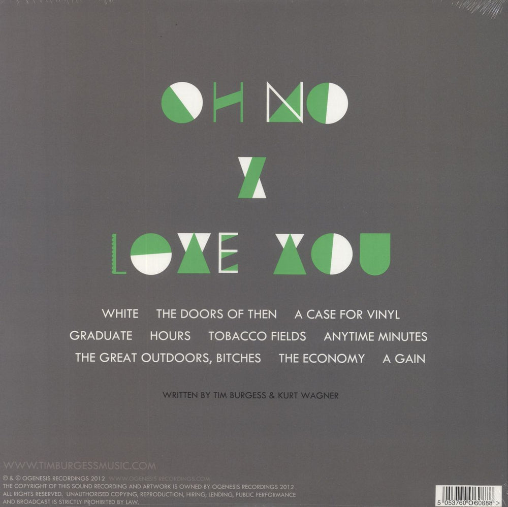 Tim Burgess Oh No I Love You - Clear Green Vinyl - Sealed UK vinyl LP album (LP record)