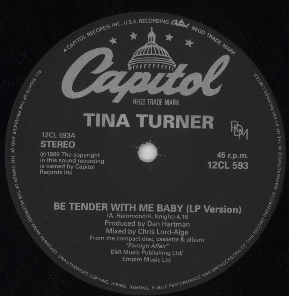 Tina Turner Be Tender With Me Baby UK 12" vinyl single (12 inch record / Maxi-single) TUR12BE91049