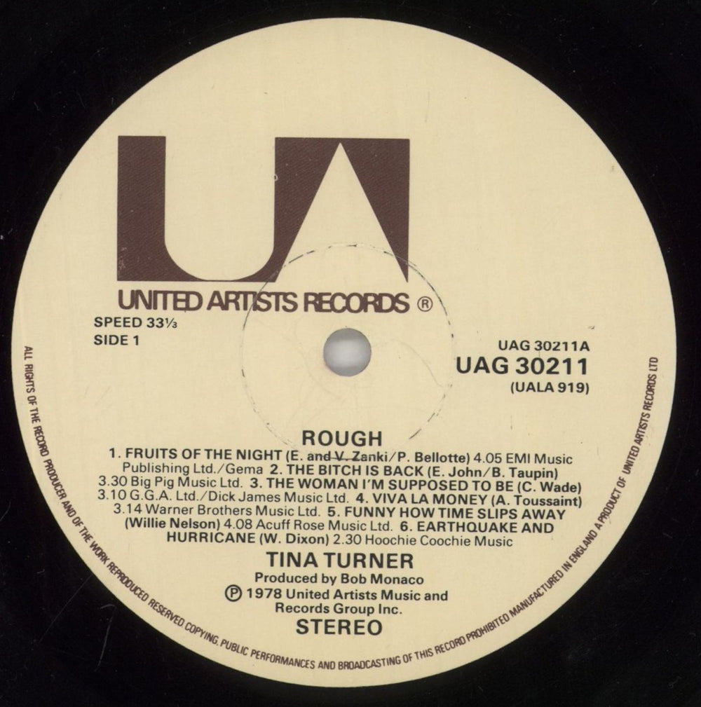 Tina Turner Rough UK vinyl LP album (LP record) TURLPRO411698