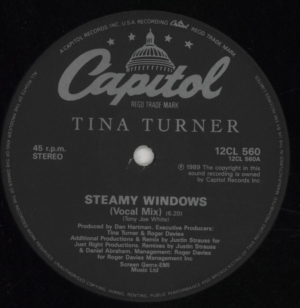 Tina Turner Steamy Windows - Stickered Sleeve UK 12" vinyl single (12 inch record / Maxi-single) TUR12ST24429