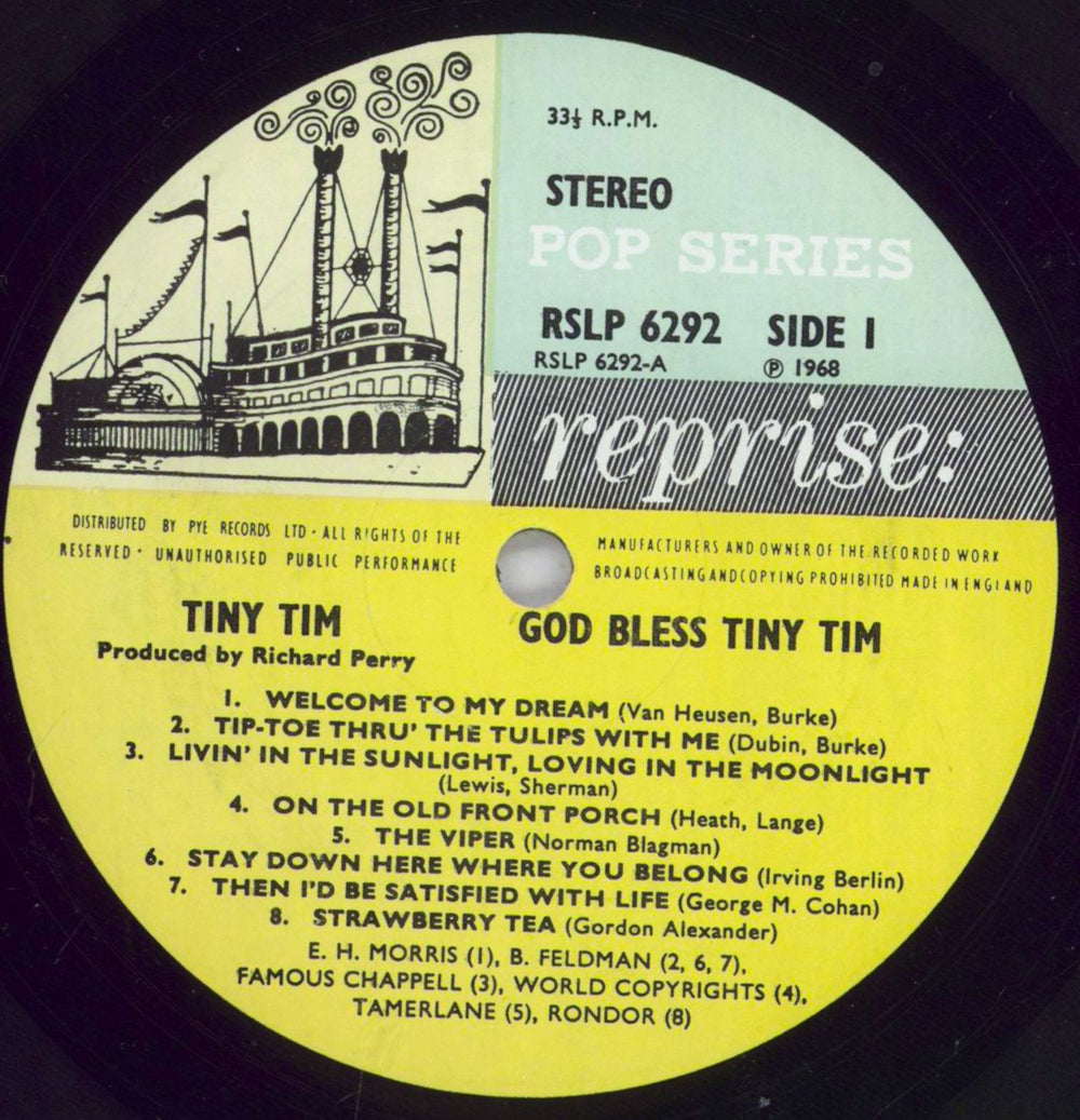 Tiny Tim God Bless Tiny Tim - hype sticker UK vinyl LP album (LP record) YTILPGO829966