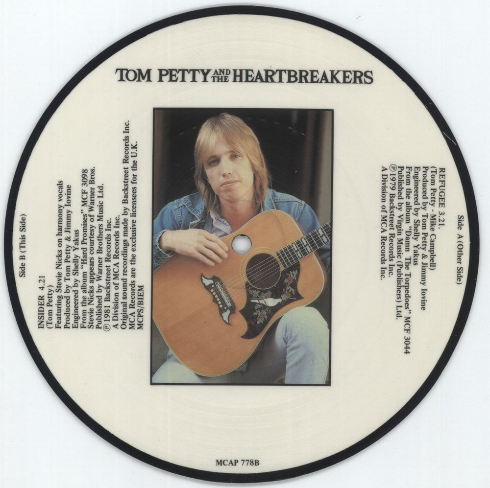 Tom Petty & The Heartbreakers Refugee UK 7" vinyl picture disc (7 inch picture disc single)