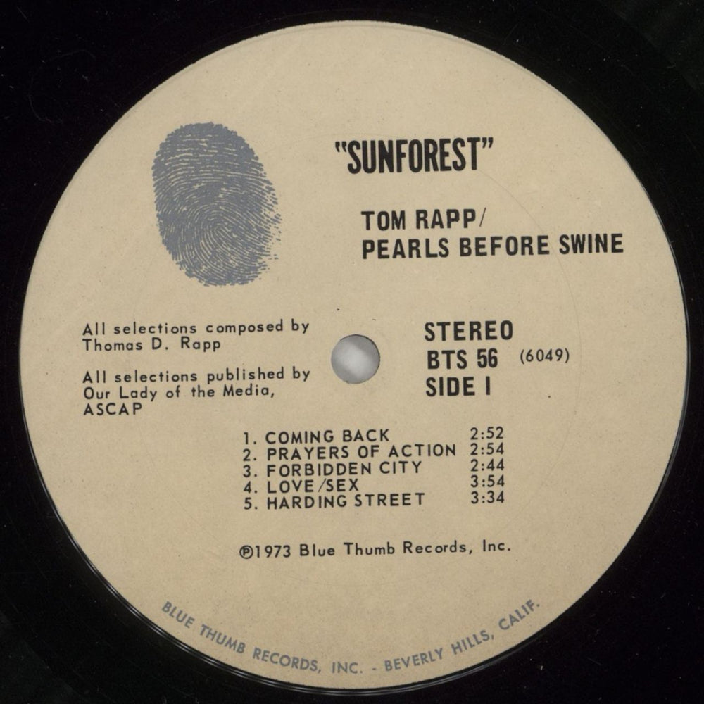 Tom Rapp Sunforest US vinyl LP album (LP record) RPPLPSU515690