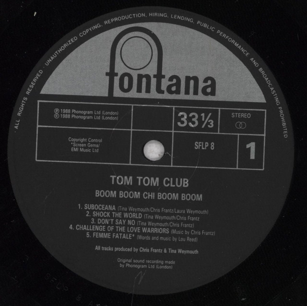 Tom Tom Club Boom Boom Chi Boom Boom - Stickered UK vinyl LP album (LP record) TTCLPBO684367