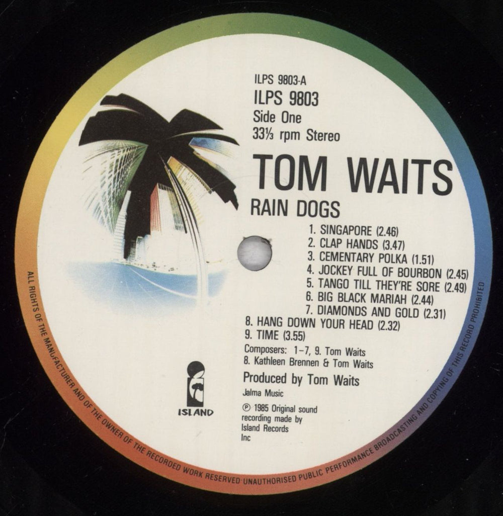 Tom Waits Rain Dogs - 1st - price stickered p/s UK vinyl LP album (LP record) TMWLPRA838207