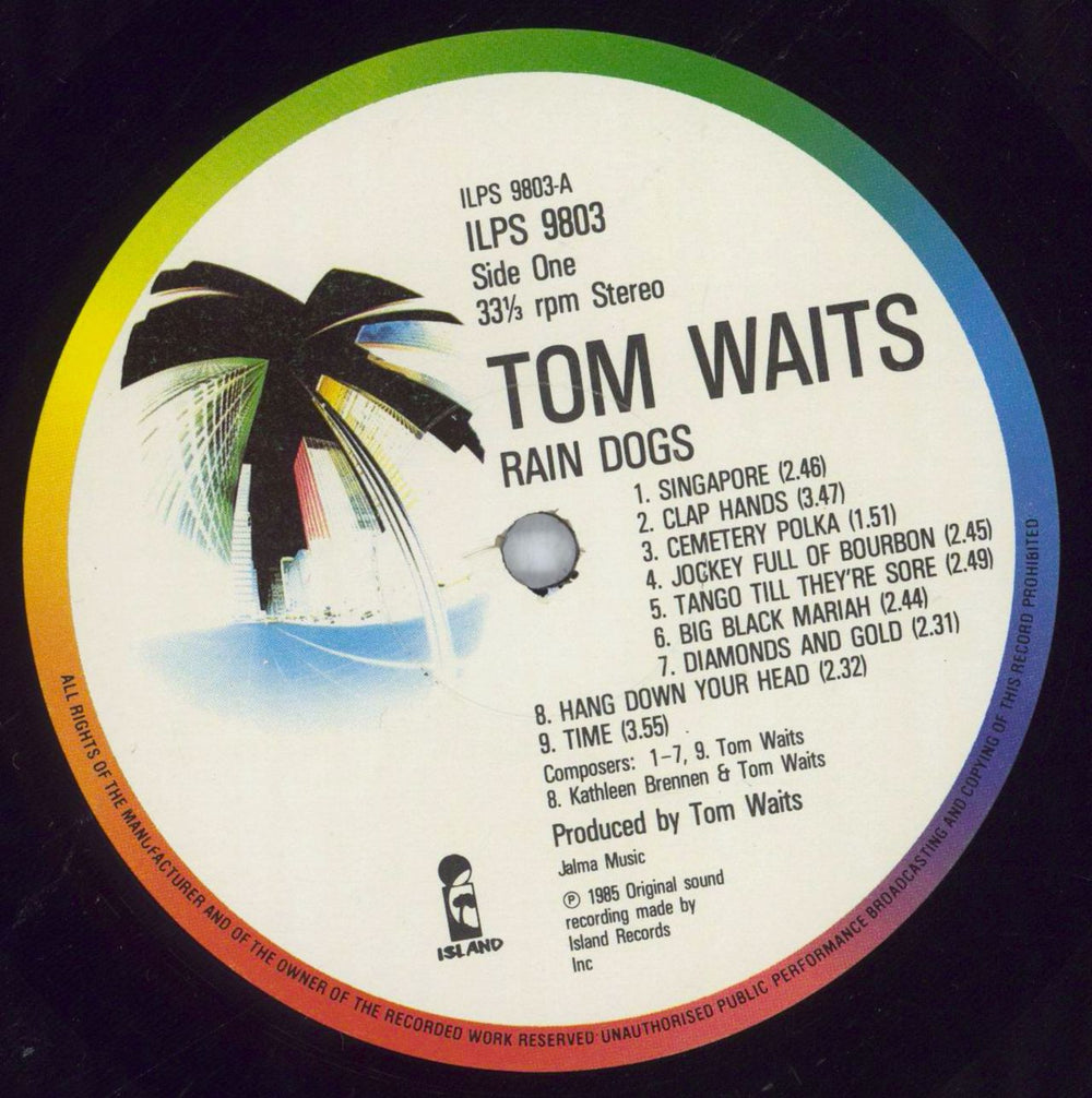 Tom Waits Rain Dogs - EX UK vinyl LP album (LP record) TMWLPRA590665