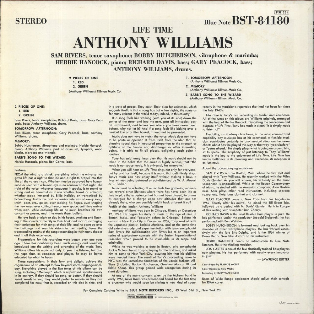 Tony Williams (Jazz) Life Time French vinyl LP album (LP record) TNYLPLI626247