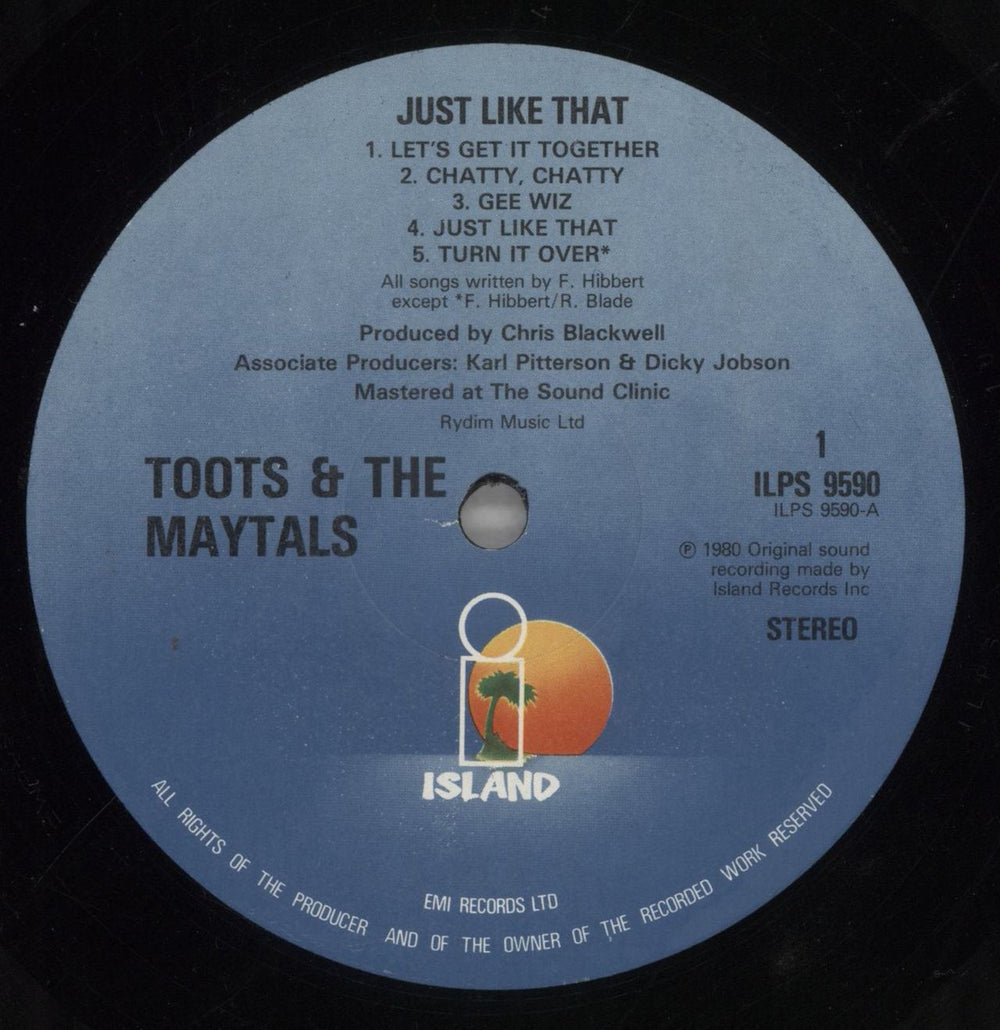 Toots & The Maytals Just Like That UK vinyl LP album (LP record) OO9LPJU588397