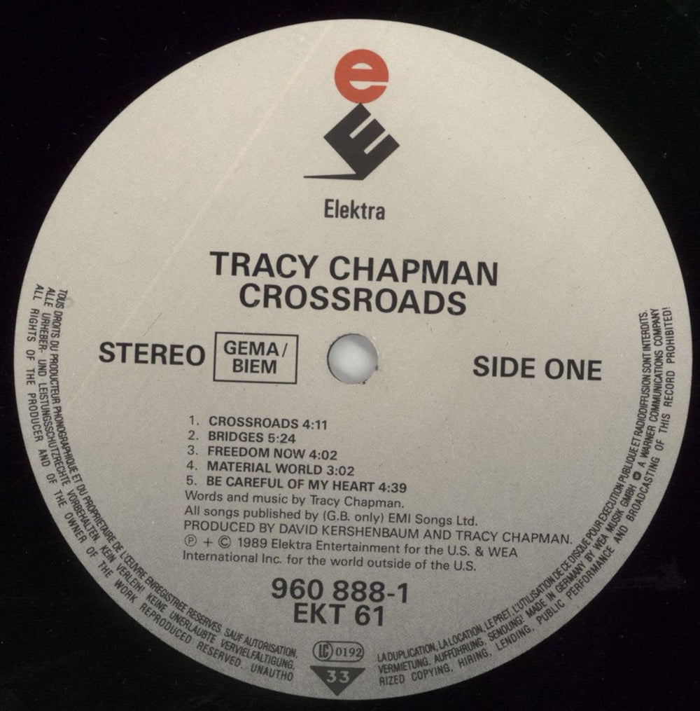 Tracy Chapman Crossroads + Lyric Sheet UK vinyl LP album (LP record) TRALPCR456660