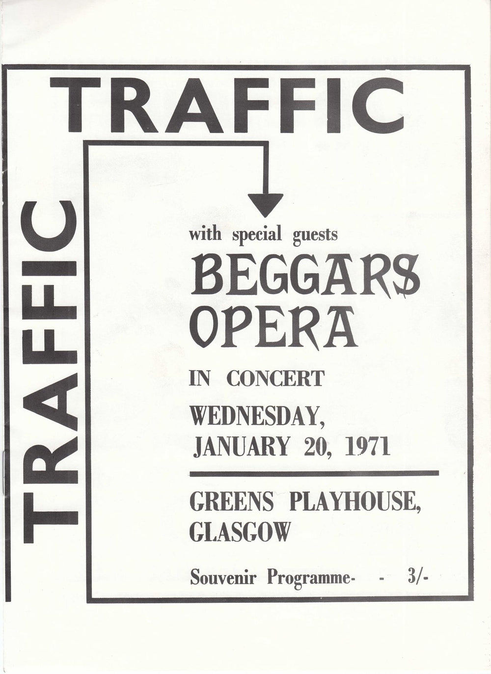 Traffic In Concert + Ticket Stub UK tour programme PROGRAMME