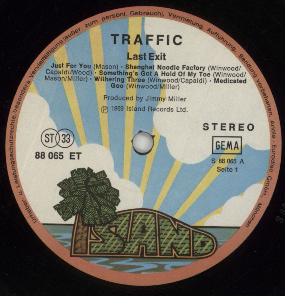 Traffic Last Exit - Palm Tree Label German vinyl LP album (LP record) TRFLPLA860357