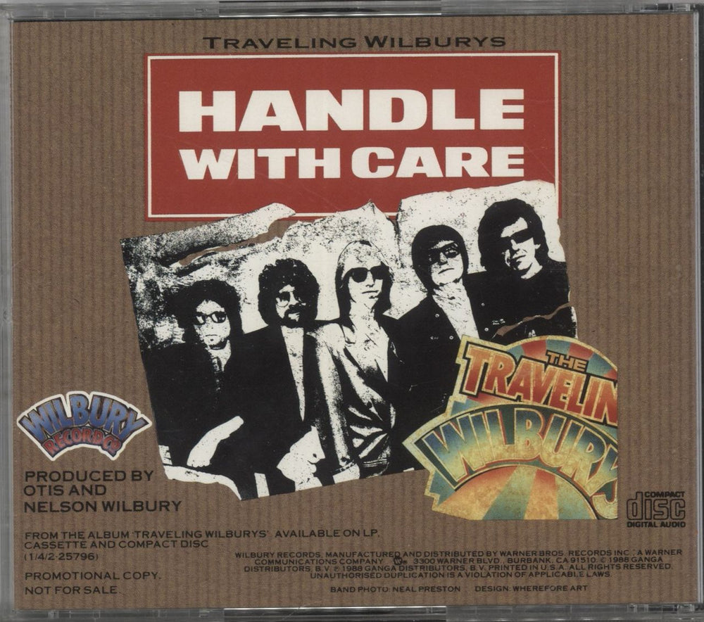 Traveling Wilburys Handle With Care US Promo CD single (CD5 / 5")