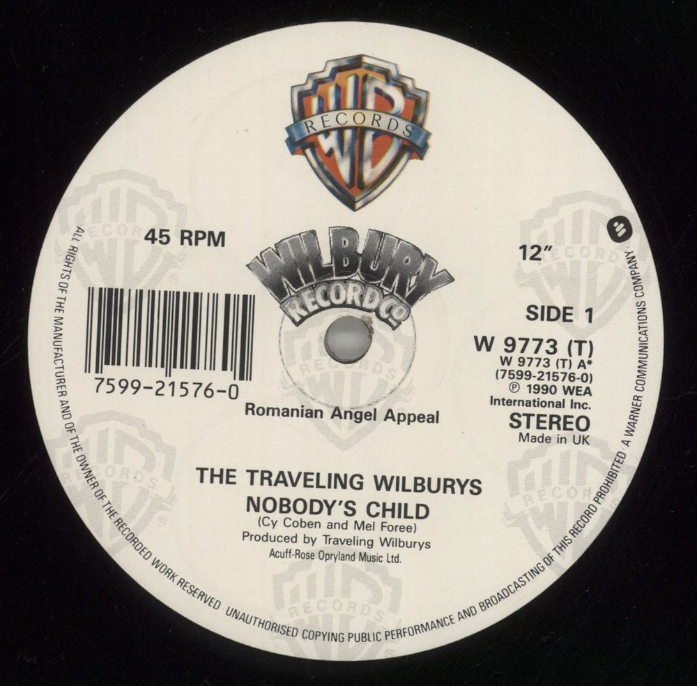 Traveling Wilburys Nobody's Child UK 12" vinyl single (12 inch record / Maxi-single) TRV12NO31420