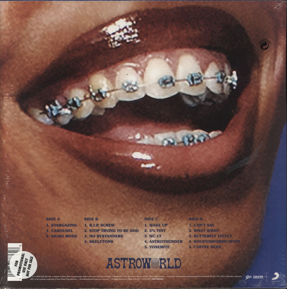 Travis Scott Astroworld - Sealed - Promo Stickered UK 2-LP vinyl record set (Double LP Album) 190758883618