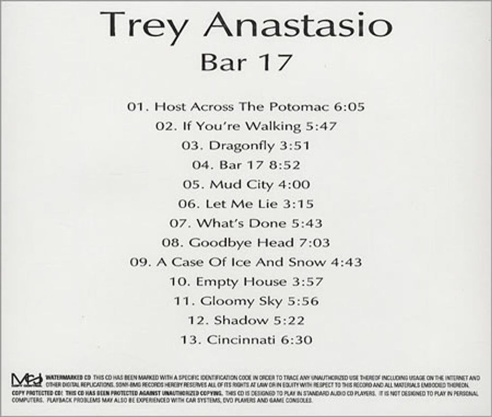 Trey Anastasio Bar 17 US Promo CD-R acetate CDR ACETATE