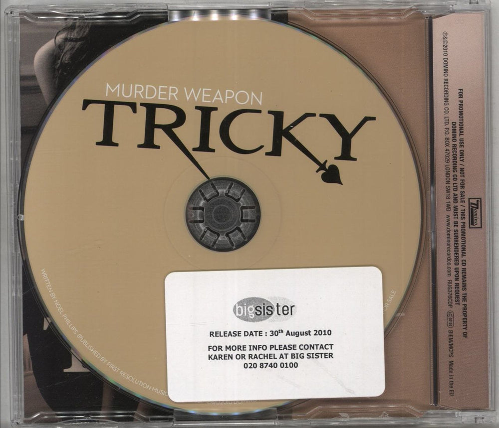 Tricky Murder Weapon UK Promo CD single (CD5 / 5")