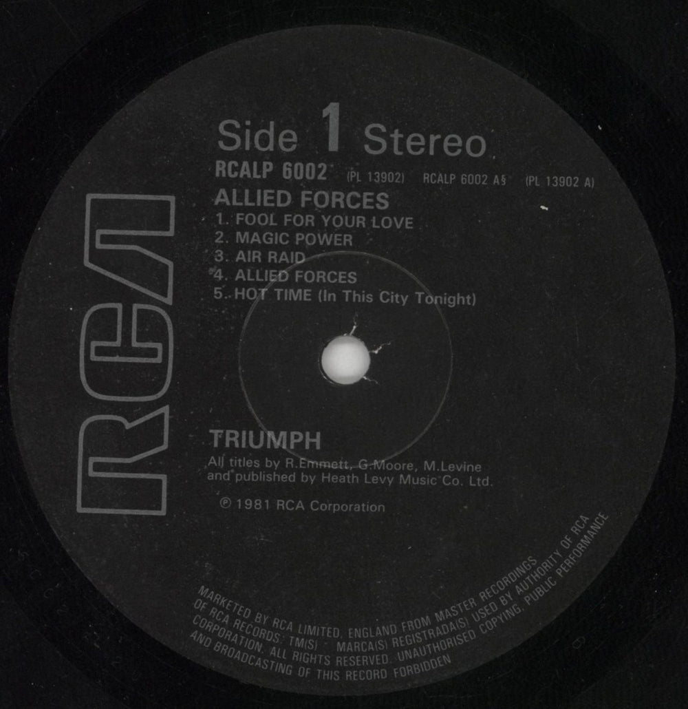 Triumph Allied Forces + Merch Insert UK vinyl LP album (LP record) UMPLPAL849452