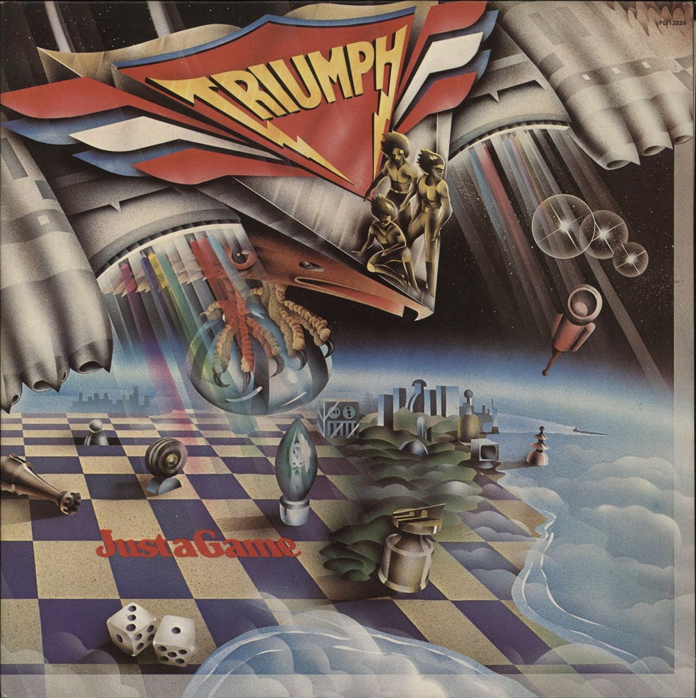 Triumph Just A Game - Gold Promo Stamped UK vinyl LP album (LP record) PL13224