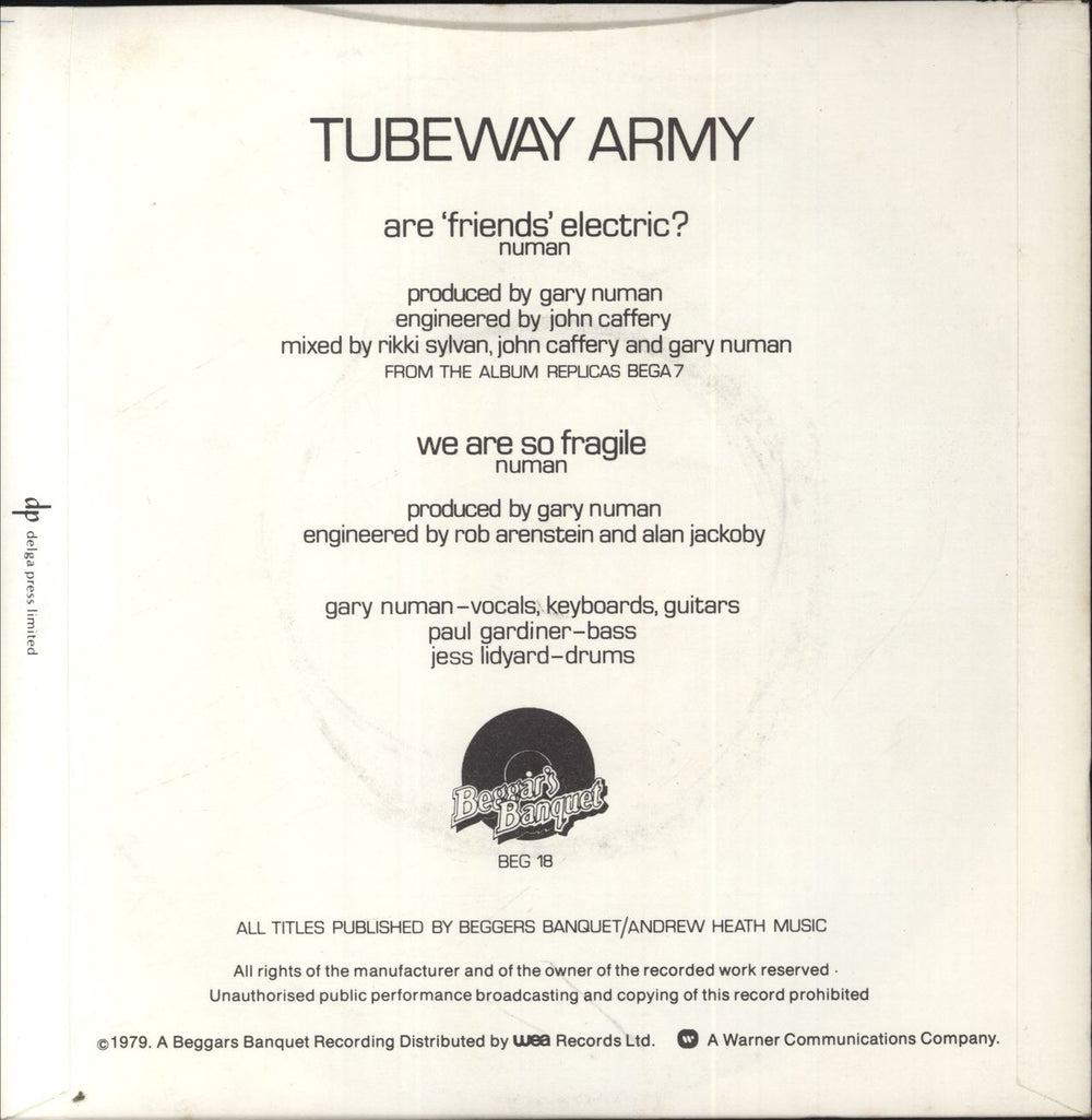 Tubeway Army Are Friend's Electric? - P/S UK 7" vinyl single (7 inch record / 45)