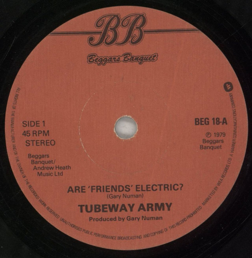 Tubeway Army Are Friend's Electric? - P/S UK 7" vinyl single (7 inch record / 45) TUB07AR50450