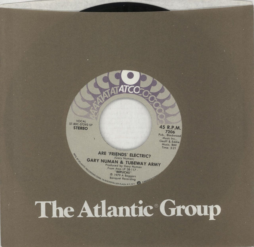 Tubeway Army Are Friends Electric - Blackwood Pressing US 7" vinyl single (7 inch record / 45) 7206