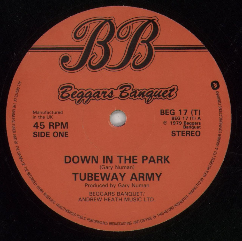 Tubeway Army Down In The Park - EX UK 12" vinyl single (12 inch record / Maxi-single) TUB12DO664301