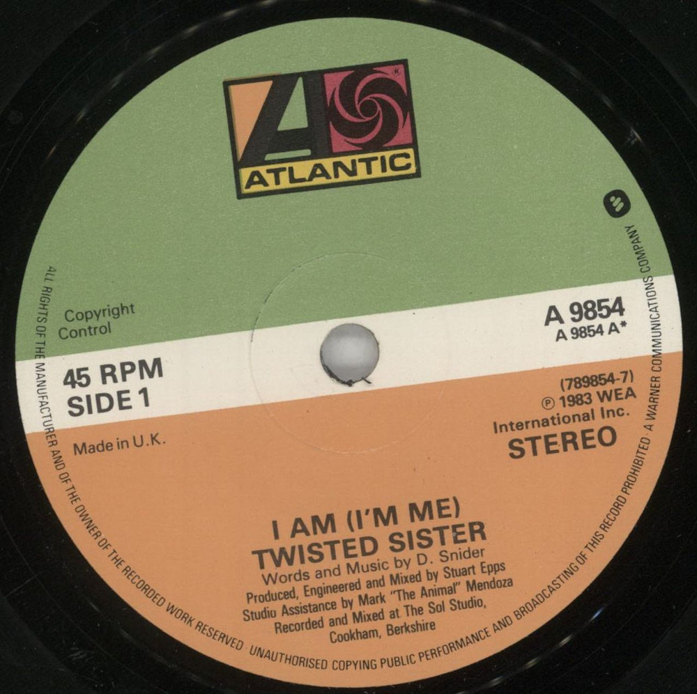 Twisted Sister I Am [I'm Me] UK 7" vinyl single (7 inch record / 45) TWS07IA364228