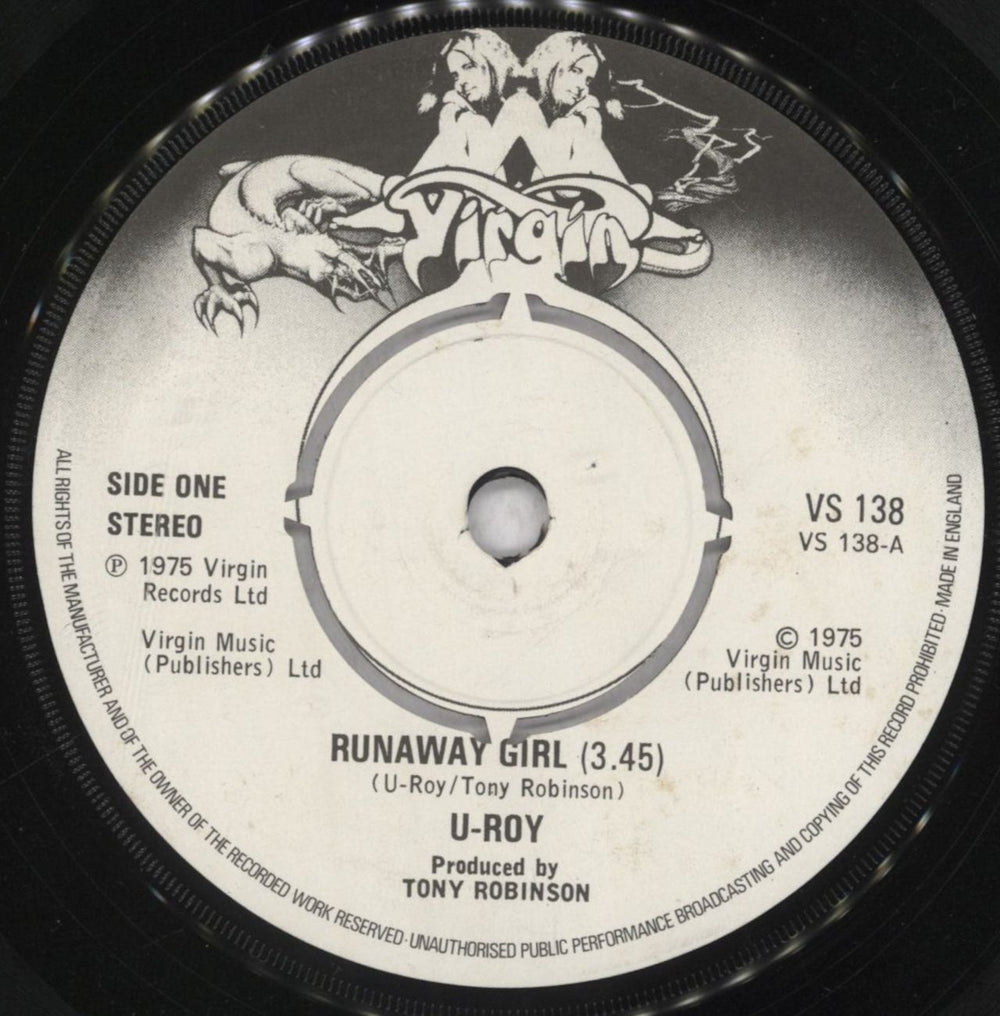 U-Roy Runaway Girl UK 7" vinyl single (7 inch record / 45) VS138