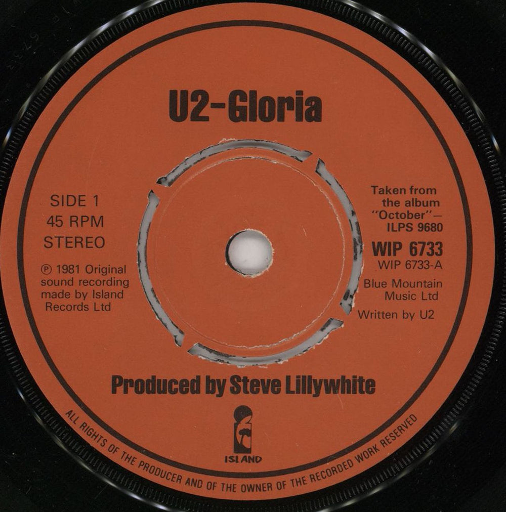 U2 Gloria - EX UK 7" vinyl single (7 inch record / 45) U-207GL333887